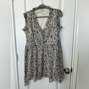 OB2-12 Floral Ruffle Sleeve Dress